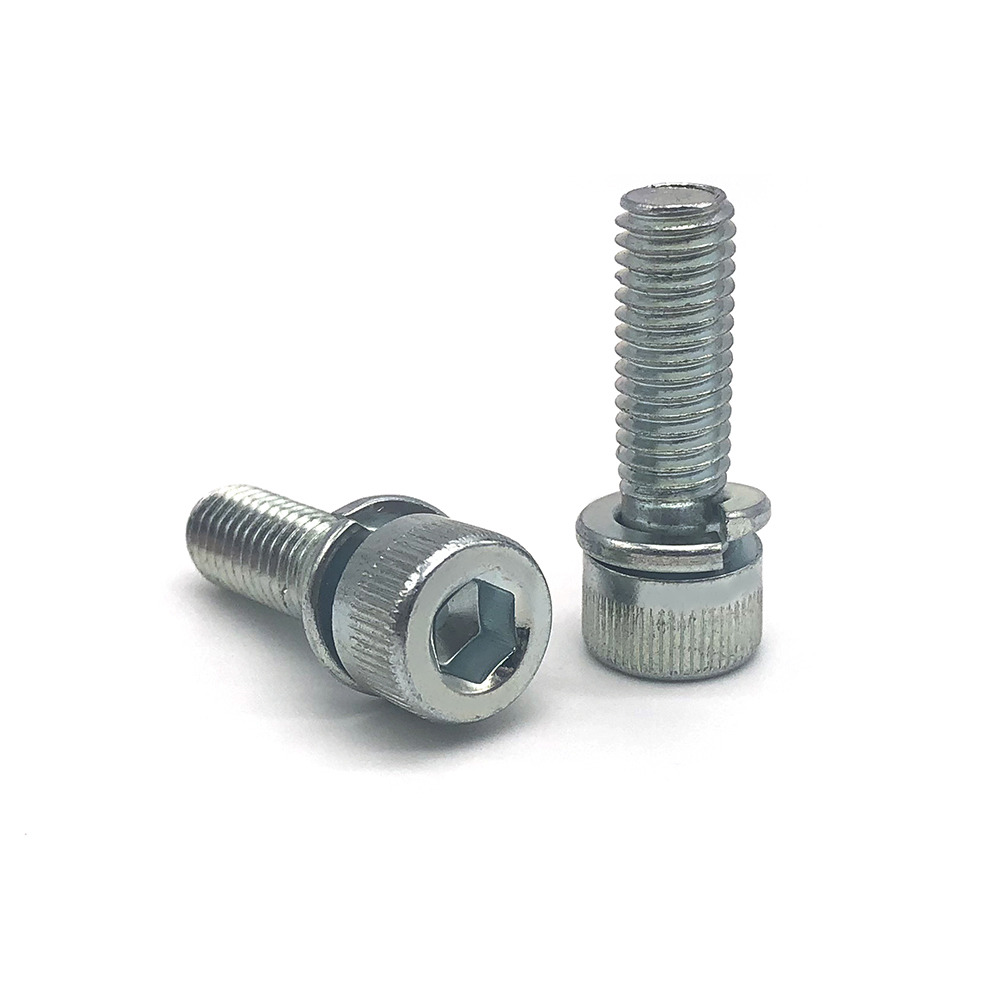 鍍鋅8.8級圓柱頭內六角組合螺絲彈墊組合螺絲定制非標螺絲
